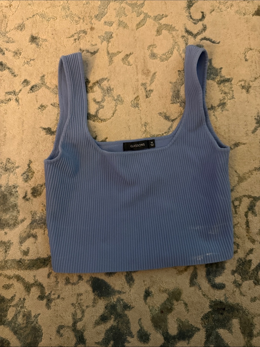 Glassons Periwinkle Ribbed Square Neck Crop